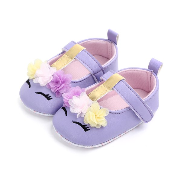 0-18M Toddler Baby Girls Flower Shoes PU Leather Soft Sole Crib Shoes