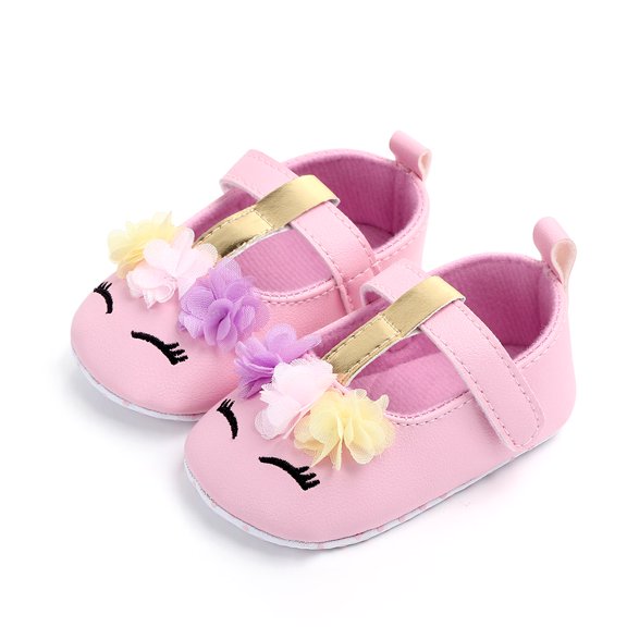 0-18M Toddler Baby Girls Flower Shoes PU Leather Soft Sole Crib Shoes