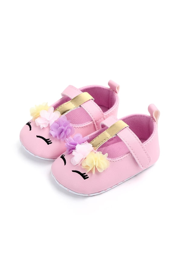 0-18M Toddler Baby Girls Flower Shoes PU Leather Soft Sole Crib Shoes