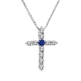 thumbnail image 1 of 0.18ctw Sapphire and Diamond Cross Pendant in 14k White White Gold, 1 of 1