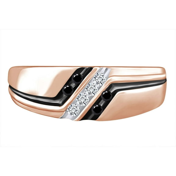 0.19 Carat (Ctw) Round Shape White & Black Natural Diamond Men's Wedding Band Ring 10k Gold