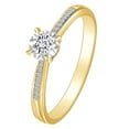 thumbnail image 1 of AFFY 0.19 Carat (cttw) Round White Natural Diamond Solitaire With Accent 14k Solid Yellow Gold Ring Ring Size 7, 1 of 1
