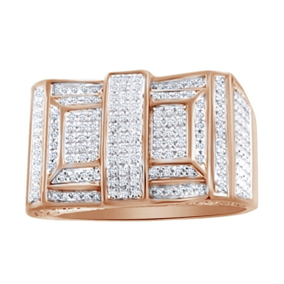 AFFY 0.19 Ct Round White Natural Diamond Men's Engagement Ring in 14k Rose Gold Over Sterling Silver Ring Size - 4.5