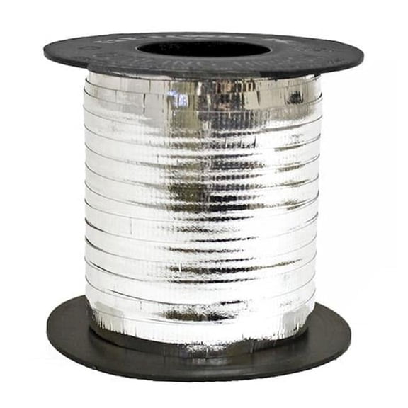 0.19 in. x 250 Yards Metallic Silver Curl Crimped Ribbon