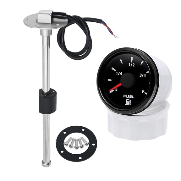 0-190 Ohm 52mm Fuel Level Gauge+Fuel Float Level Sensor 100-600mm For Marine Car RV Boat 7 Color LED Oil Tank Level Inidcator ,Easy to Install