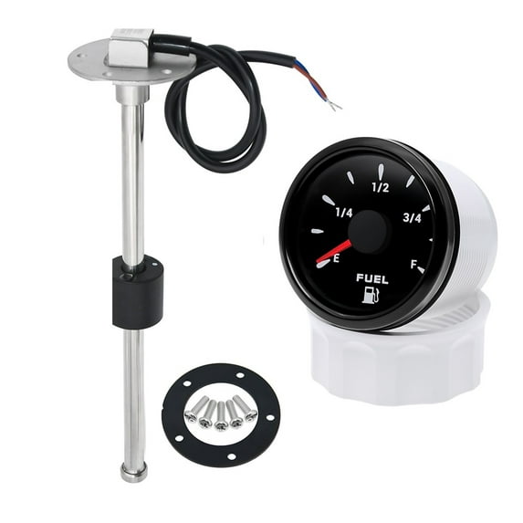 0-190 Ohm 52mm Fuel Level Gauge+Fuel Float Level Sensor 100-600mm For Marine Car RV Boat 7 Color LED Oil Tank Level Inidcator ,Lasting Durability