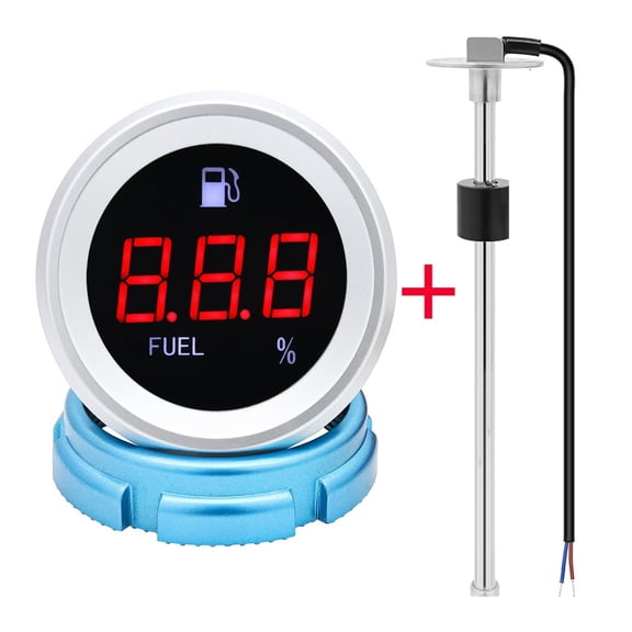 0-190 Ohm Fuel Level Sensor+Fuel Level Gauge 52mm Digital Oil Tank Meter Indicator With Flash Alarm For Car Boat Motor ,Compact & Sturdy