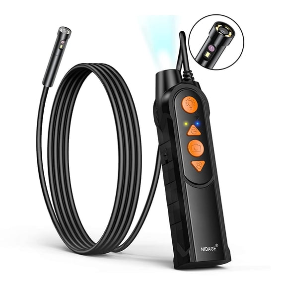 0.197inch Dual Lens Wireless Endoscope Camera, 5.0mm Ultra-Slim Automotive Inspection Camera with 7 LEDs, 1080P Borescope Waterproof for Android & iOS Smartphone Tablet(5FT)