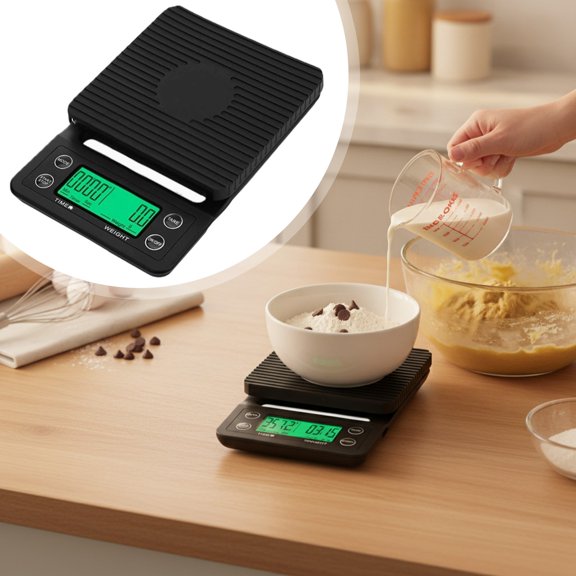 0.1g Accurate Digital Coffee Scale with Built-in Timer, High Precision Multifunctional Kitchen Scale for Pour Over Drip Coffee Baking Espresso, Anti-Slip Silicone Sleeve, 6.6 lb Capacity, By Harlik