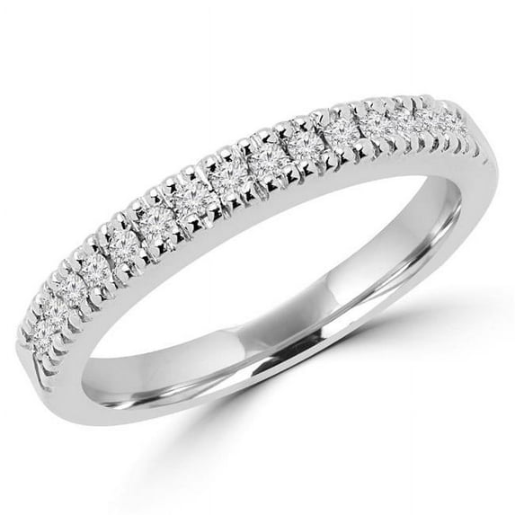 0.2 CTW Round Diamond Semi-Eternity Wedding Band Ring in 14K White Gold - Size 4.75