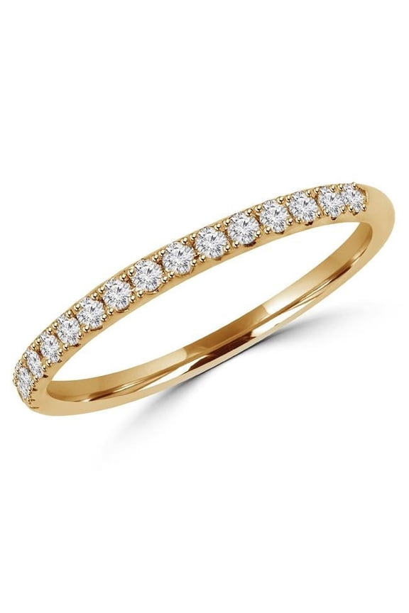 0.2 CTW Round Diamond Semi-Eternity Wedding Band Ring in 14K Yellow Gold, Size 9