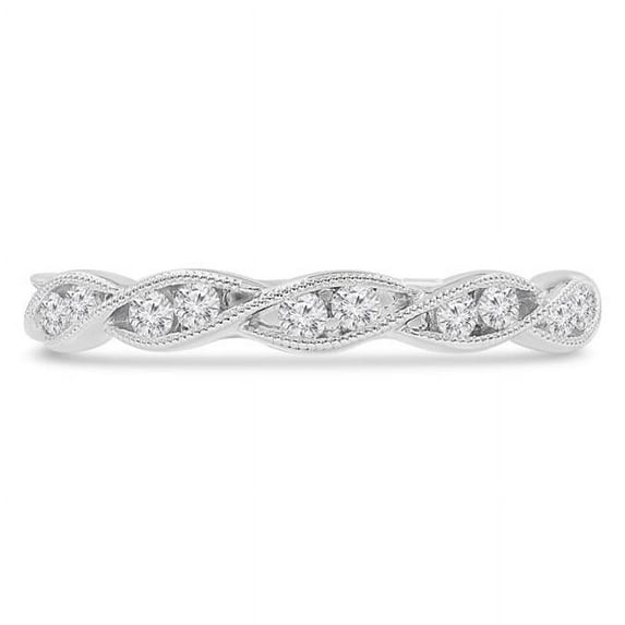 0.2 CTW Round Diamond Vintage Twisted Semi-Eternity Ring in 14K White Gold