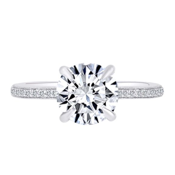 AFFY 0.2 Carat (Cttw) Round White Natural Diamond Semi Mount Halo Engagement Ring In 14k Solid White Gold (I-J Color, I2-I3 Clarity) Ring Size-8.5