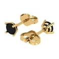 thumbnail image 1 of 0.2 Ct Round Cut Studs Black Natural Onyx 18K Yellow Solid Solid Gold Everyday Dainty Earrings Push Back, 1 of 7