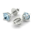 thumbnail image 1 of 0.2 Ct Round Cut Studs Blue Natural Aquamarine 14K White Solid Solid Gold Everyday Dainty Earrings Screw Back, 1 of 7
