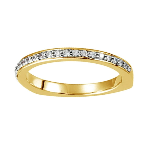 0.2 Ct Round Shape White Diamond Engagement Band Ring In 14K Solid Yellow Gold