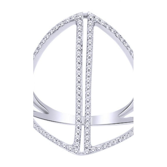 AFFY (0.2 Cttw) Round Cut White Natural Diamond Fashion Engagement Ring In 14K Solid White Gold