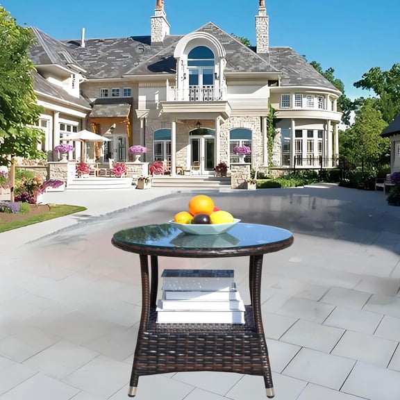 0.2” Thick Tempered Glass - UV Resistant Rattan - Patio Reading - Comfortable Coffee Table