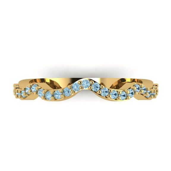 0.23 ctw Wedding Band for Women - 18K Yellow Gold Simulated Blue Diamond Stackable Eternity Ring