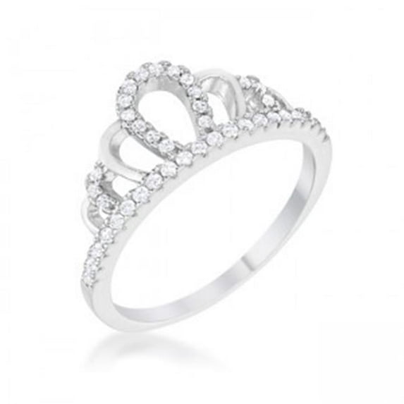 0.2 ct Madeline Rhodium Simple Crown Ring - Size 7