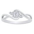 thumbnail image 1 of AFFY (0.2 cttw) Round Cut White Natural Diamond Bypass Flower Ring In 10k White Gold Ring Size-5, 1 of 2