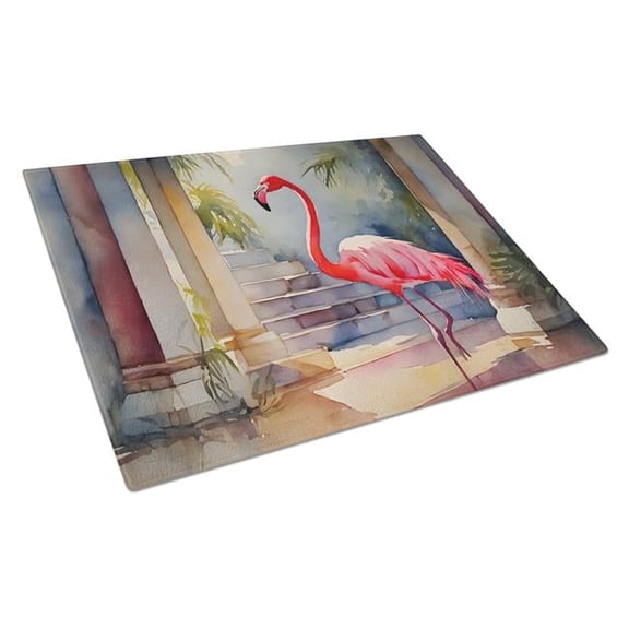 0.2 x 15 x 12 in. Flamingo Glass Cutting Board - Large