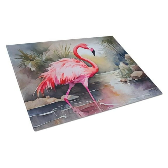 0.2 x 15 x 12 in. Flamingo Glass Cutting Board, Large