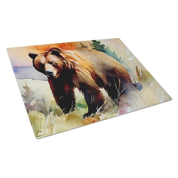 0.2 x 15 x 12 in. Grizzly Bear Glass Cutting Board, Large