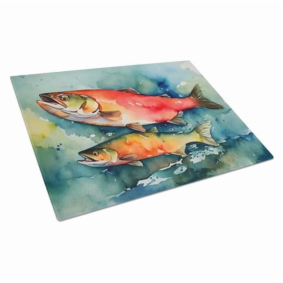 0.2 x 15 x 12 in. Salmon Glass Cutting Board, Large