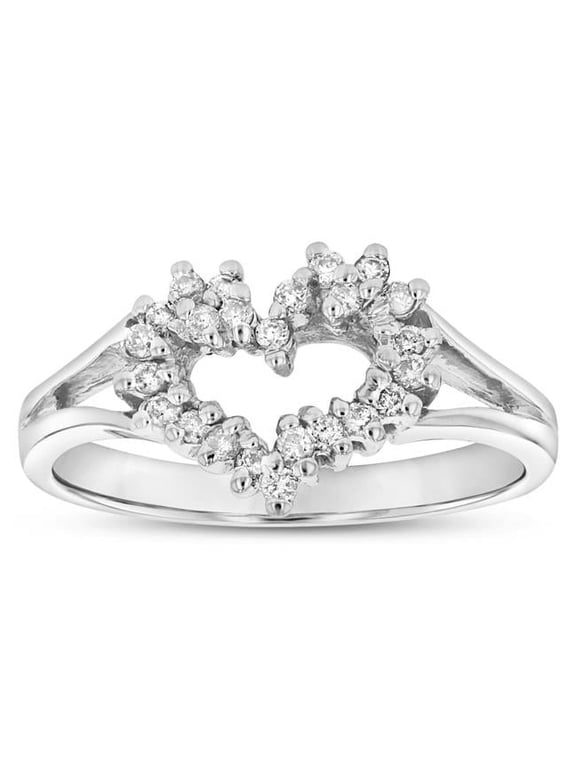 0.20 CTW Diamond Heart Shaped Ring, 14K Gold - Size 4