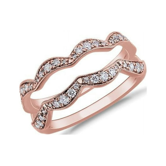 0.20 Carat Brilliant Round Cut Real Diamond Elegant Wedding Eternity Band for Women Solid 14K Rose Gold Size 10