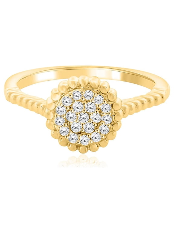 Women’s 0.20 Carat Lab Grown Diamond Floral Ring in 10K Yellow Gold Intertwined Flower Design Ring, Engagement Ring