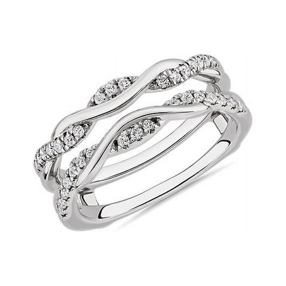 0.20 Carat Excellent Round Shape Genuine Diamond Latest Design Engagement Eternity Band for Ladies Solid 18K White Gold Size 7.5
