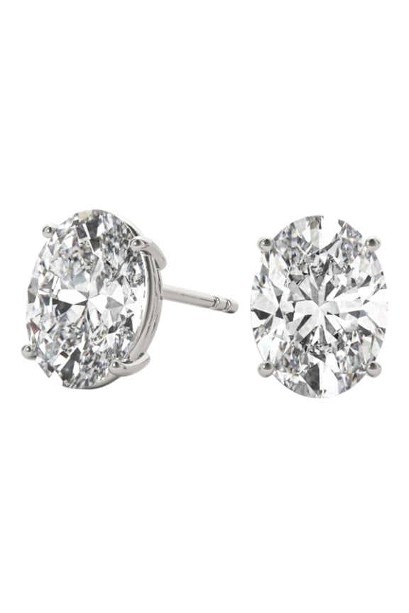 0.20 Carat Oval Prong Set Diamond Stud Earrings In 14K White Gold