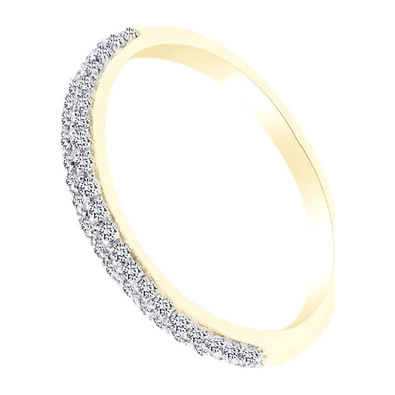 AFFY 0.20 Carat Round Shape White Natural Diamond Half Eternity Wedding Band Ring 18k Solid Yellow Gold Ring Size-7