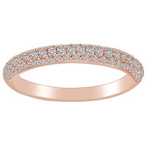 AFFY 0.20 Carat Round Shape White Natural Diamond Regal Engagement Ring 14K Solid Rose Gold Ring Size-7.5