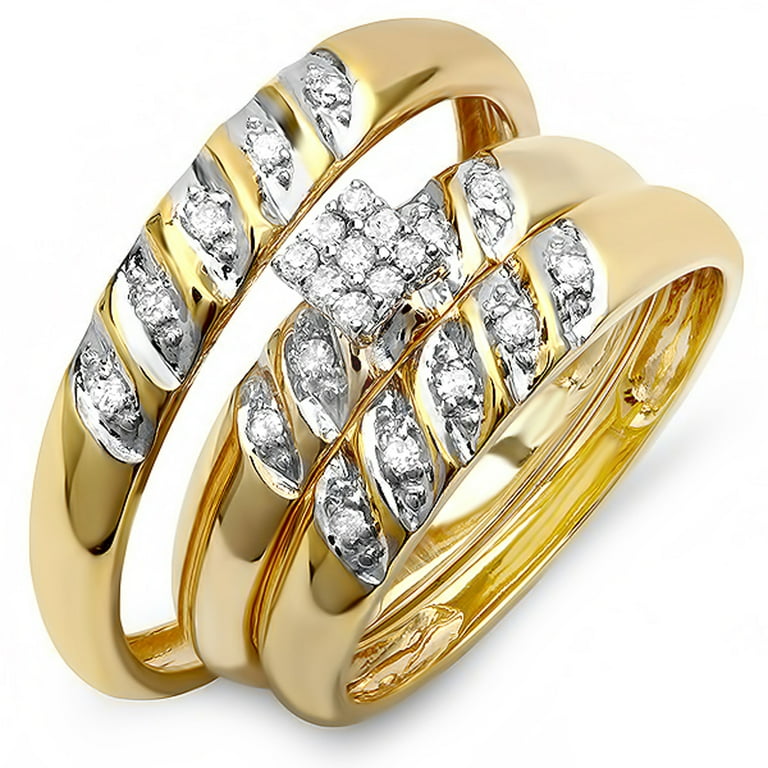 LADIES TRIOS SET 3.00CT ROUND DIAMOND 10K YELLOW GOLD LADIES TRIOS SET 3.00CT ROUND DIAMOND 10K YELLOW GOLD