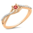 thumbnail image 1 of 0.20 Carat (ctw) 14K Rose Gold Round Ruby & White Diamond Ladies Swirl Split Shank Promise Engagement Ring 1/5 CT, 1 of 1