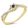 thumbnail image 1 of 0.20 Carat (ctw) 14K Yellow Gold Round Blue Sapphire & White Diamond Ladies Swirl Split Shank Promise Engagement Ring 1/, 1 of 1