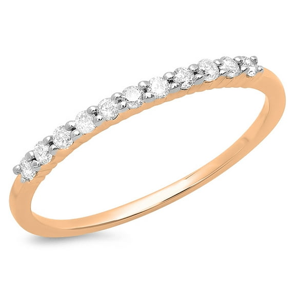 0.20 Carat (ctw) 18K Rose Gold Round Cut Diamond Ladies Stackable Anniversary Wedding Band 1/5 CT