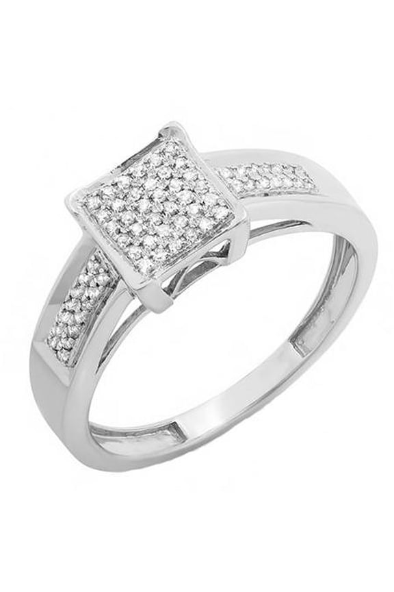 0.20 Carat (ctw) Sterling Silver Round White Diamond Men & Womens Micro Pave Engagement Ring 1/5 CT