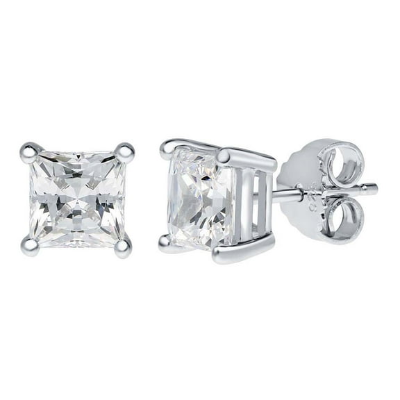 0.20 Ct - 1.00 Ct FG/VVS1 Diamond Princess Cut Stud Earrings In 14K White Gold