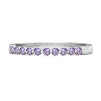 0.20 Ct Amethyst Half Eternity Stacking Women Valentines Day Gifts Ring 925 Sterling Silver