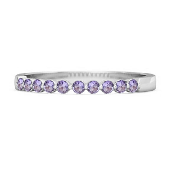 0.20 Ct Amethyst Half Eternity Stacking Women Valentines Day Gifts Ring 925 Sterling Silver