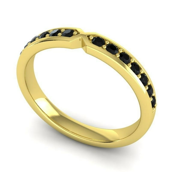 0.20 Ct Beautiful Round Cut Black Onyx Gemstone Engagement Eternity Band for Women Solid 14K Yellow Gold Size 3 by Diamond-Capitals