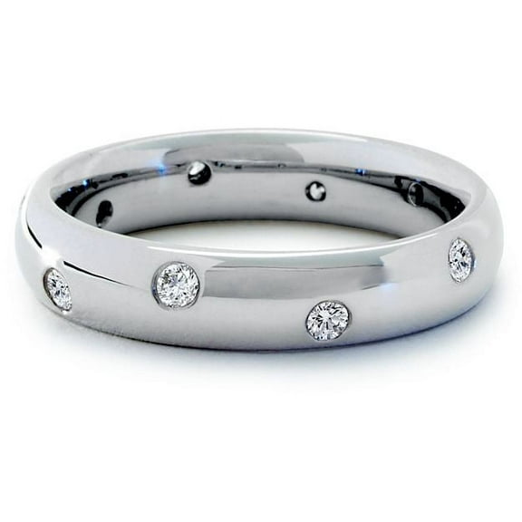 0.20 Ct Brilliant Round Shape Genuine Diamond Sparkle Eternity Band for Engagement and Wedding in Solid 18K White Gold Size 6.5