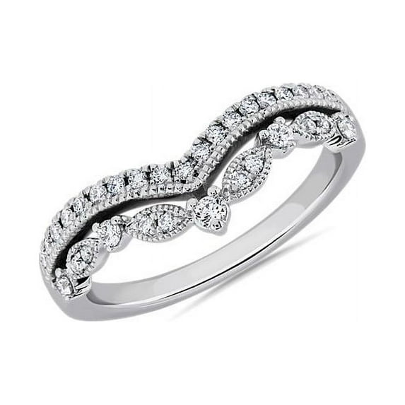 0.20 Ct Clarity VS1 Color F-G Round Natural Diamond Stunning Engagement Eternity Band for Womene Solid 14K White Gold Size 7.5