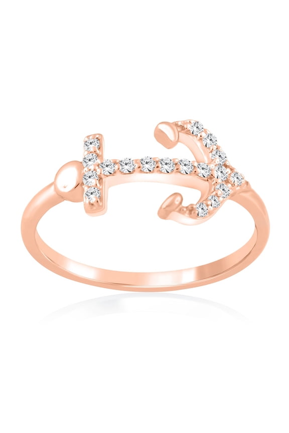 0.20 Ct. Diamond Arrow Shape Ring In 10K Solid Rose, White & Yellow Gold