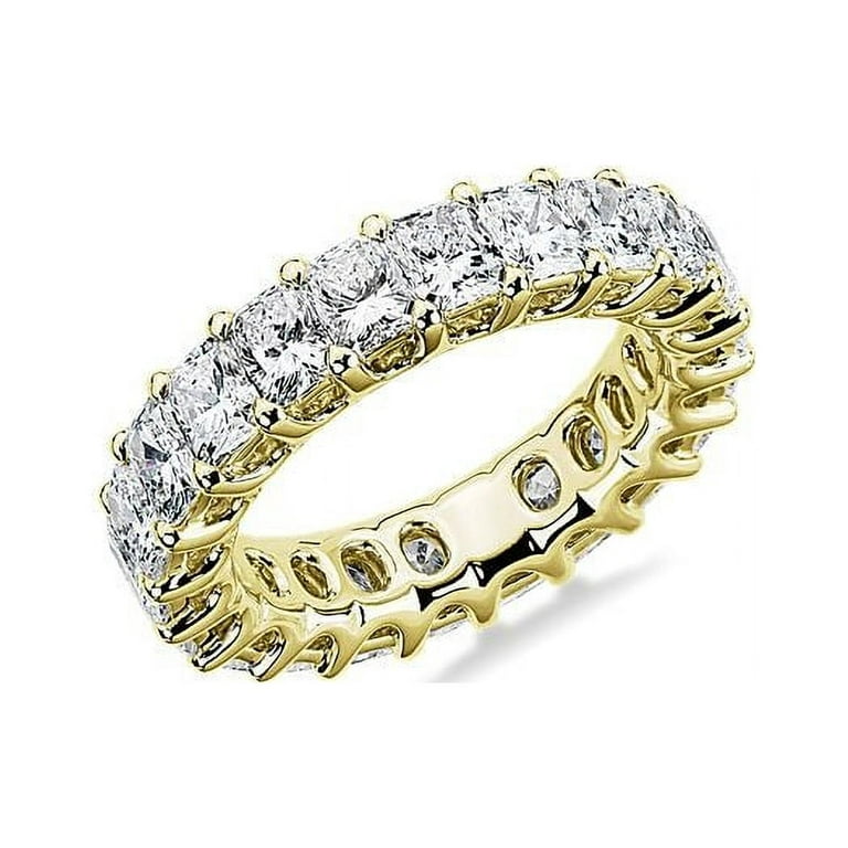 925 Sterling Silver 14k Two Tone Gold popular Finish Anniversary Band Ring For Girls 0.35Ct Princess Cut Diamond Half Eternity Wedding Band Ring