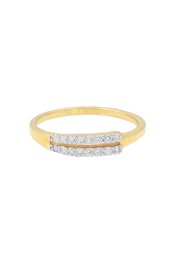0.20 Ct. IGI Certified 18k Yellow Gold Two Row HI VS Diamond Pave Band Ring Size 8 US 18kt